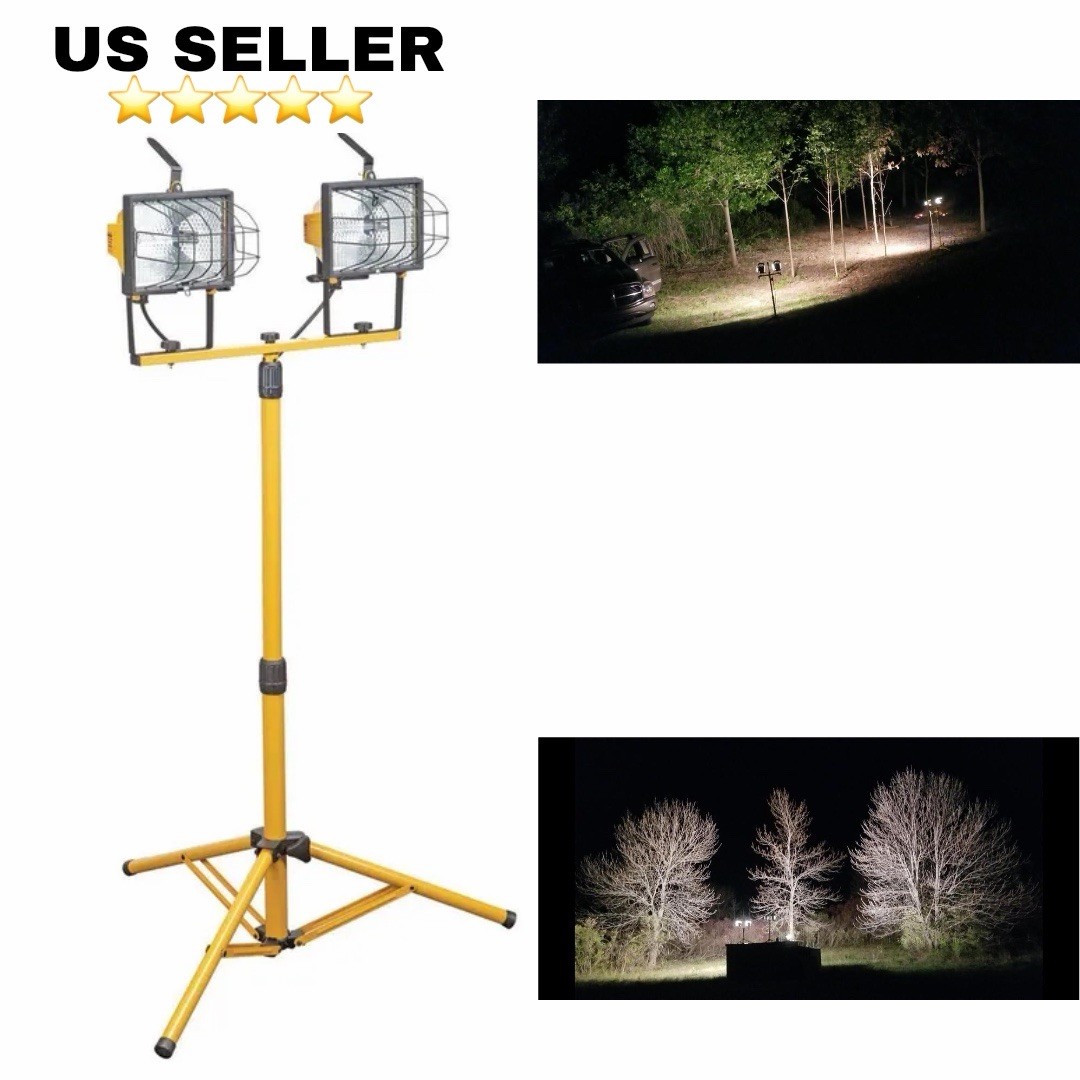 LUMINAR WORK 1000W Dual Halogen Work Light Adjustable Tripod Stand ETL UL