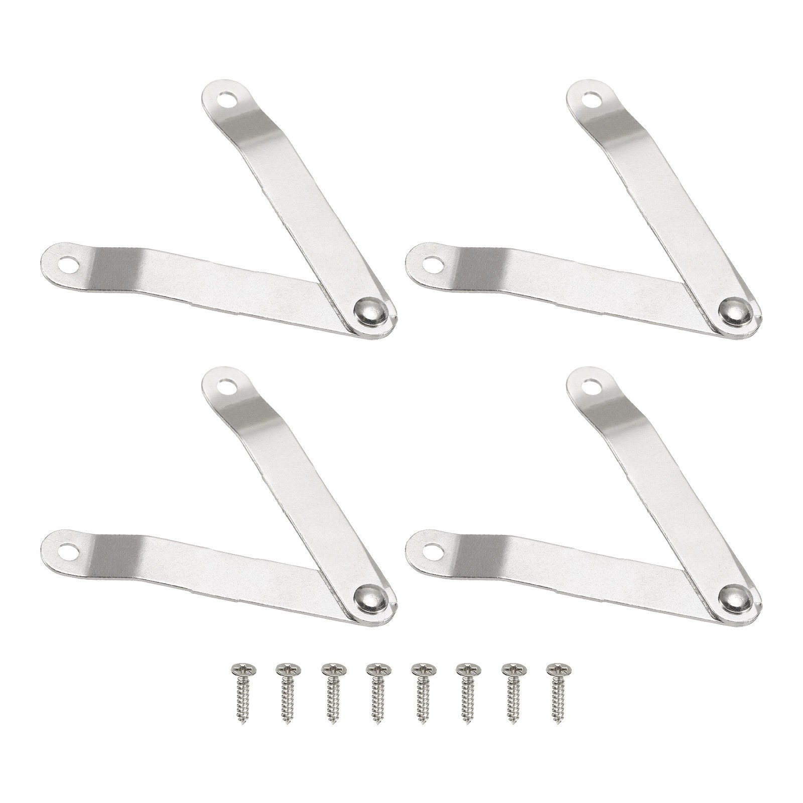 4pcs Lid Folding Support Hinges Silver(Folded L 2.6"/65mm Plate W 0.4"/10mm)