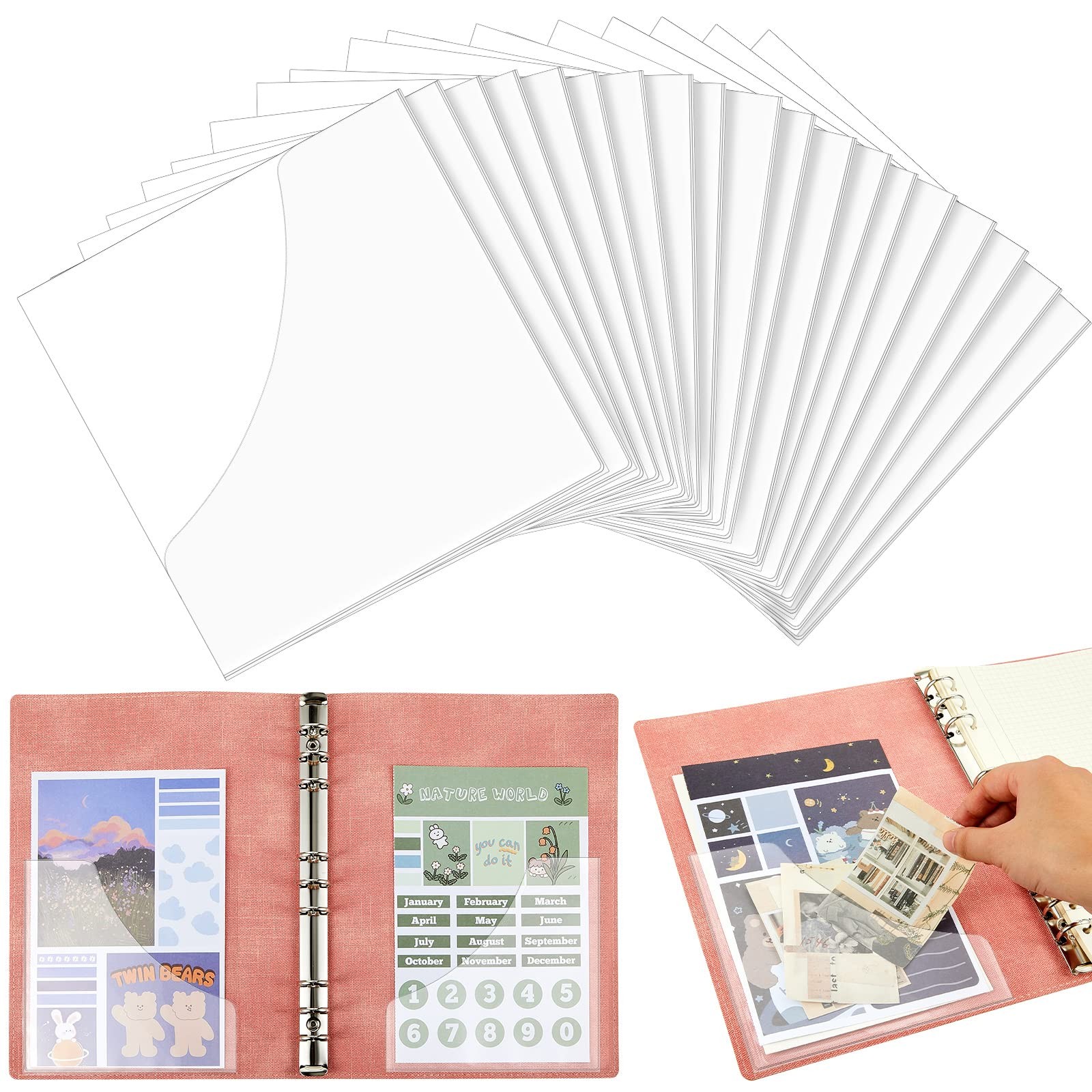 20 Pcs Adhesive Clear Corner Pockets 6 x 6 Inch Clear Peel and Stick Corner P...