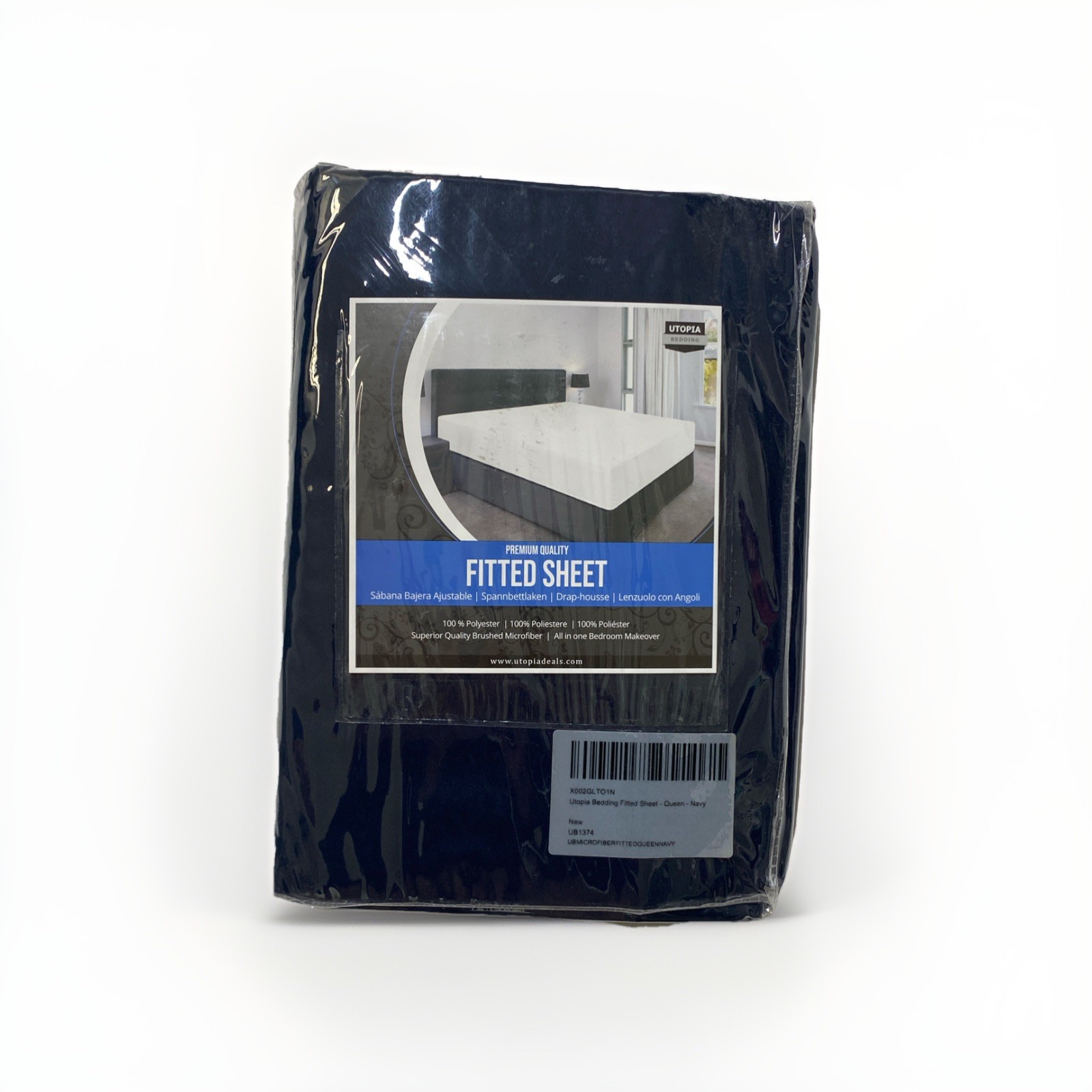 Queen Navy Utopia premium quality fitted sheet 100% Polyester