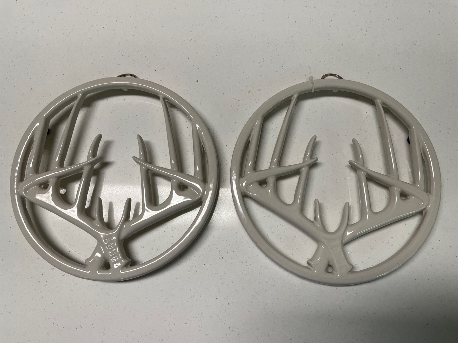 Lodge Cast Iron Antlers Trivets (2) White