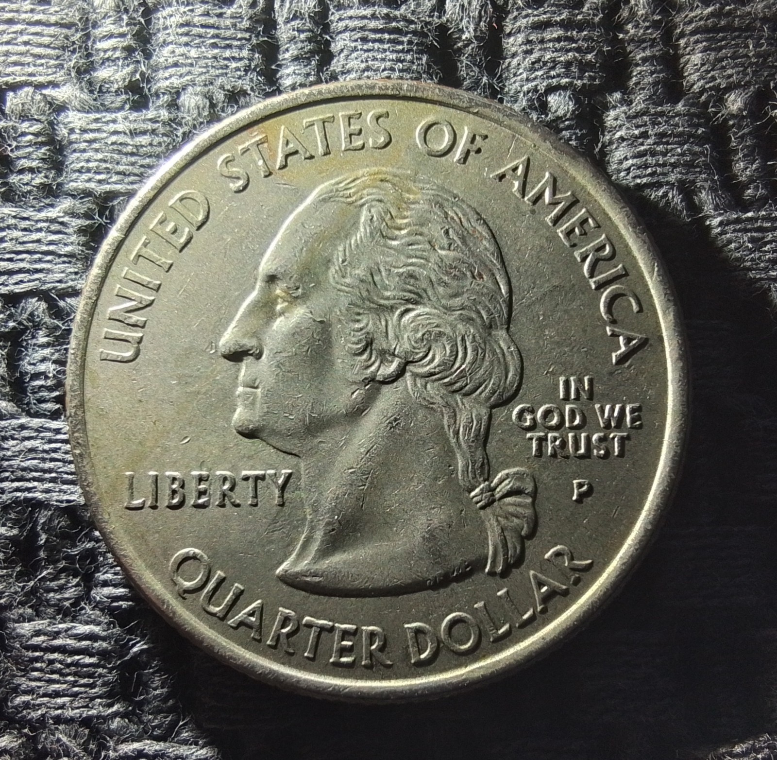 2004 US Quarter Texas P Mint Mark Grey "Dull" Toning Poorly Bonded Clad Layer