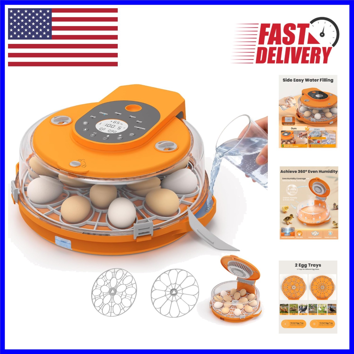 All-in-One 15 Egg Incubator with Automatic Functions for Chick, Duck, Quail Eggs