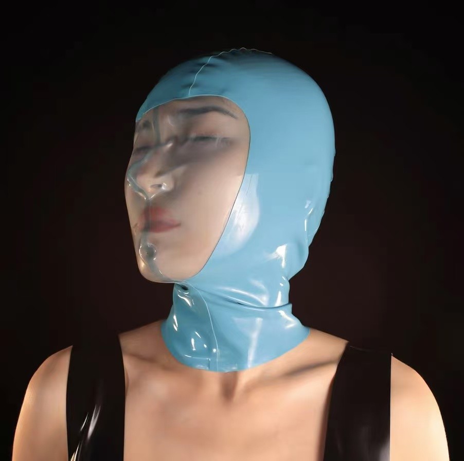 Latex hood Transparent Rubber Mask with Back zipper for Fetish clubwear 0.4mm US