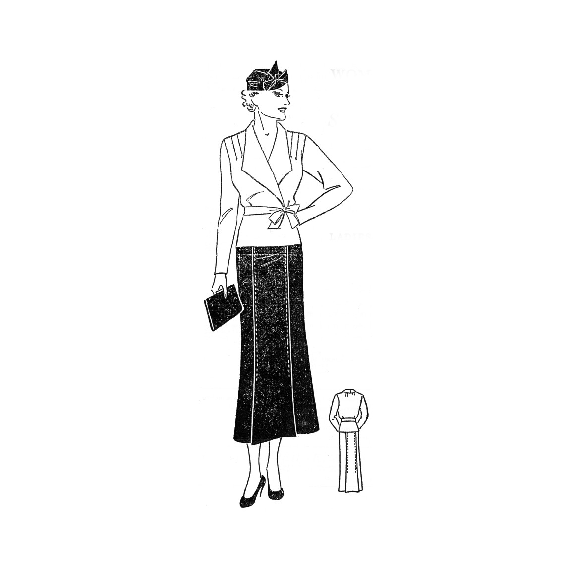 Past Patterns 5948 - 1930s Two-Piece Dress Sewing Pattern bust size 38" b38