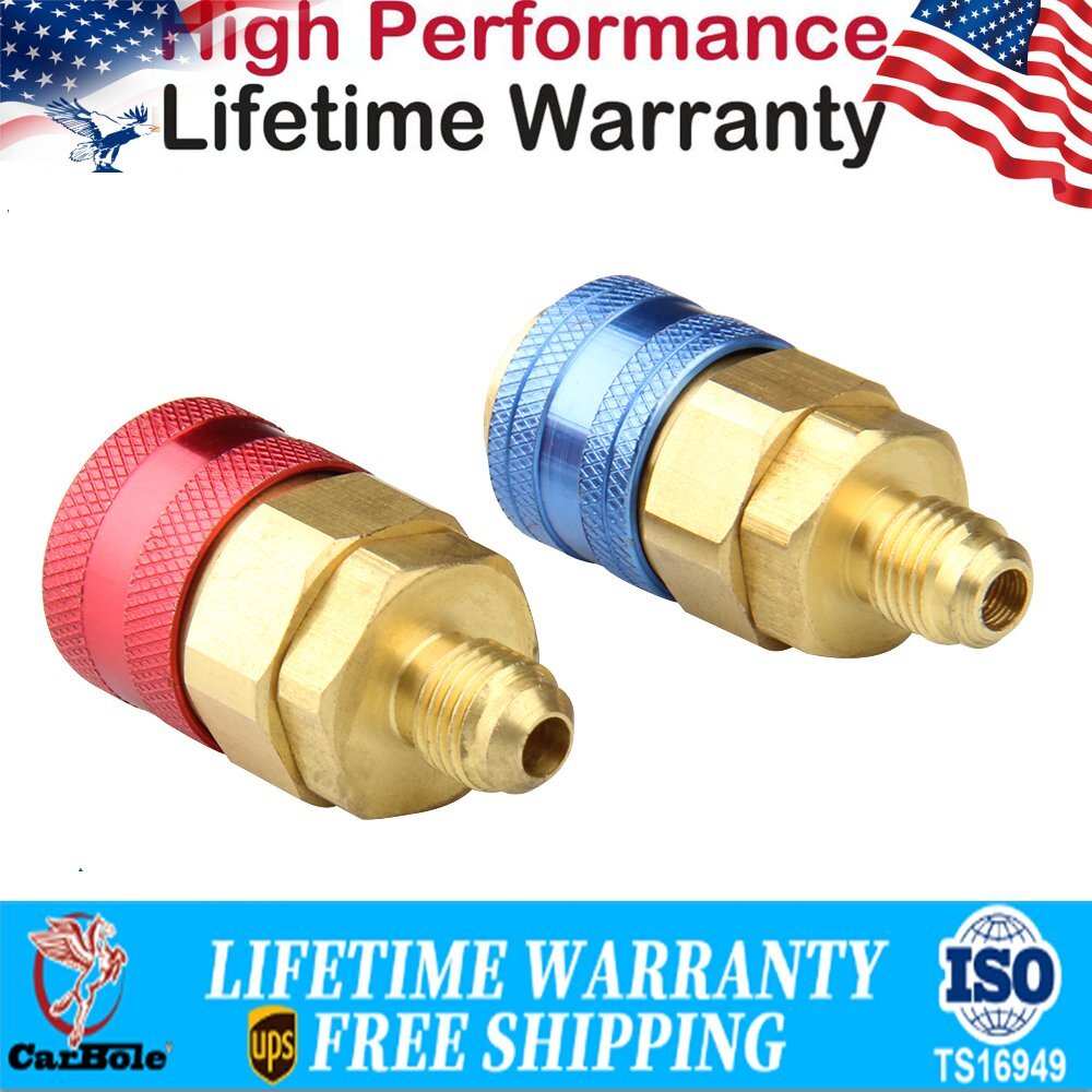 2PC A/C AC Automotive Air Conditioning Quick Coupler Low/High Side Adapter