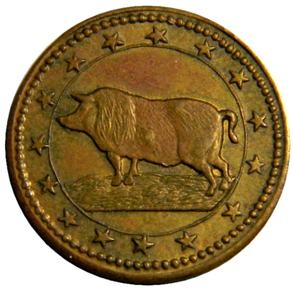 Germany Lauer Spiel Marke Counter Token  Boar  Toned  (S-308)