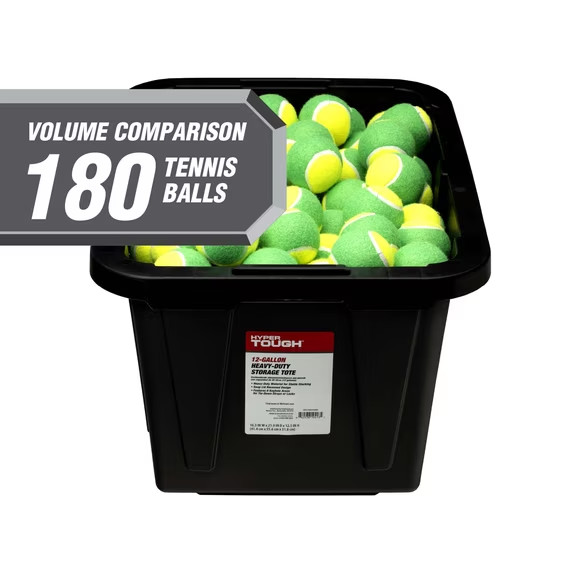Hyper Tough 27 Gallon Large Storage Bin with Snap Lid, Black and Red, Heavy Duty
