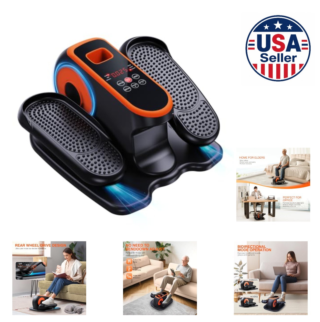 Under Desk Elliptical Machine Electric Leg Exerciser 12 Speeds Remote Control