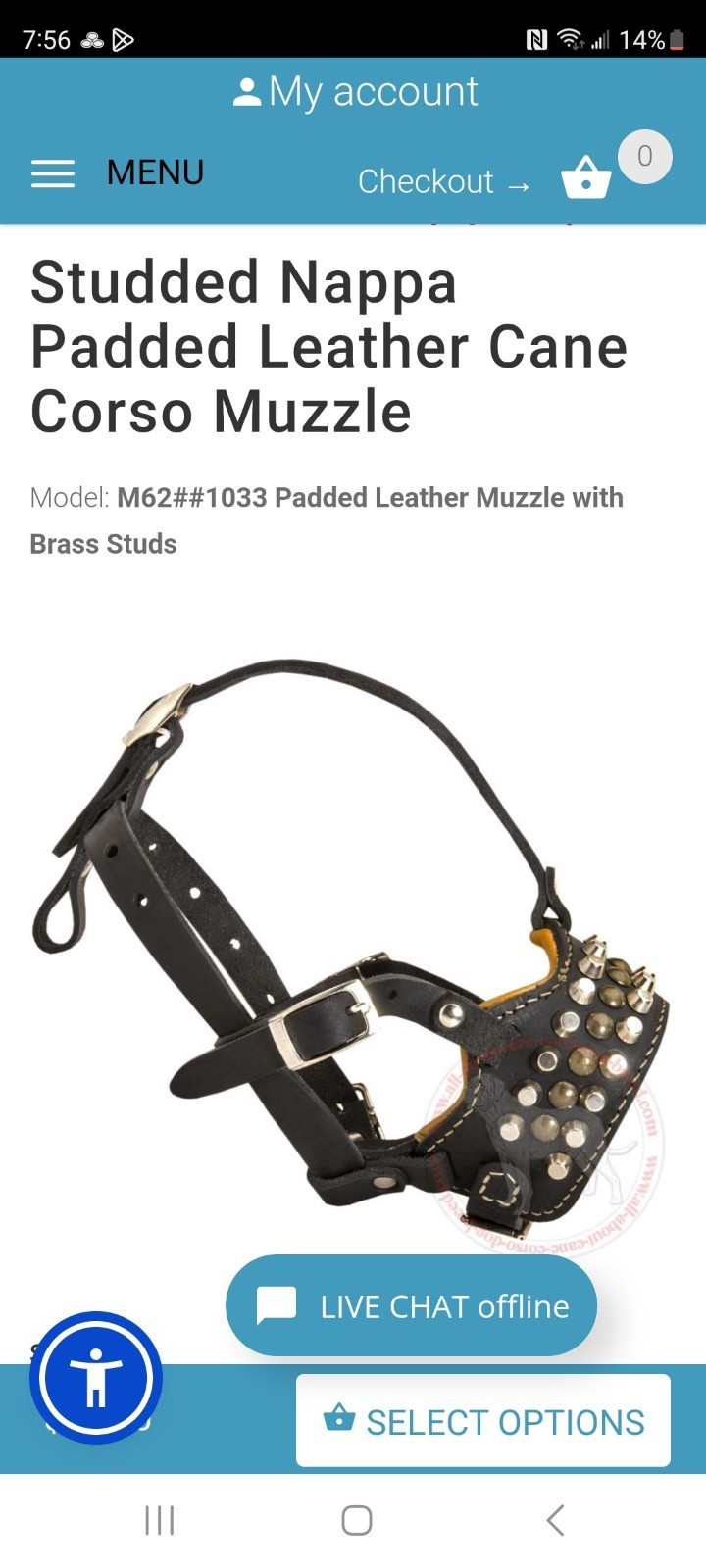 Studded Nappa Padded Leather Cane Corso Muzzle