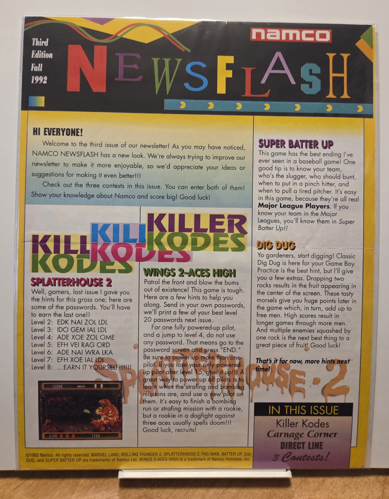 Vintage Namco Newsflash Newsletter 3rd Edition 1992 SNES Game Boy Mint