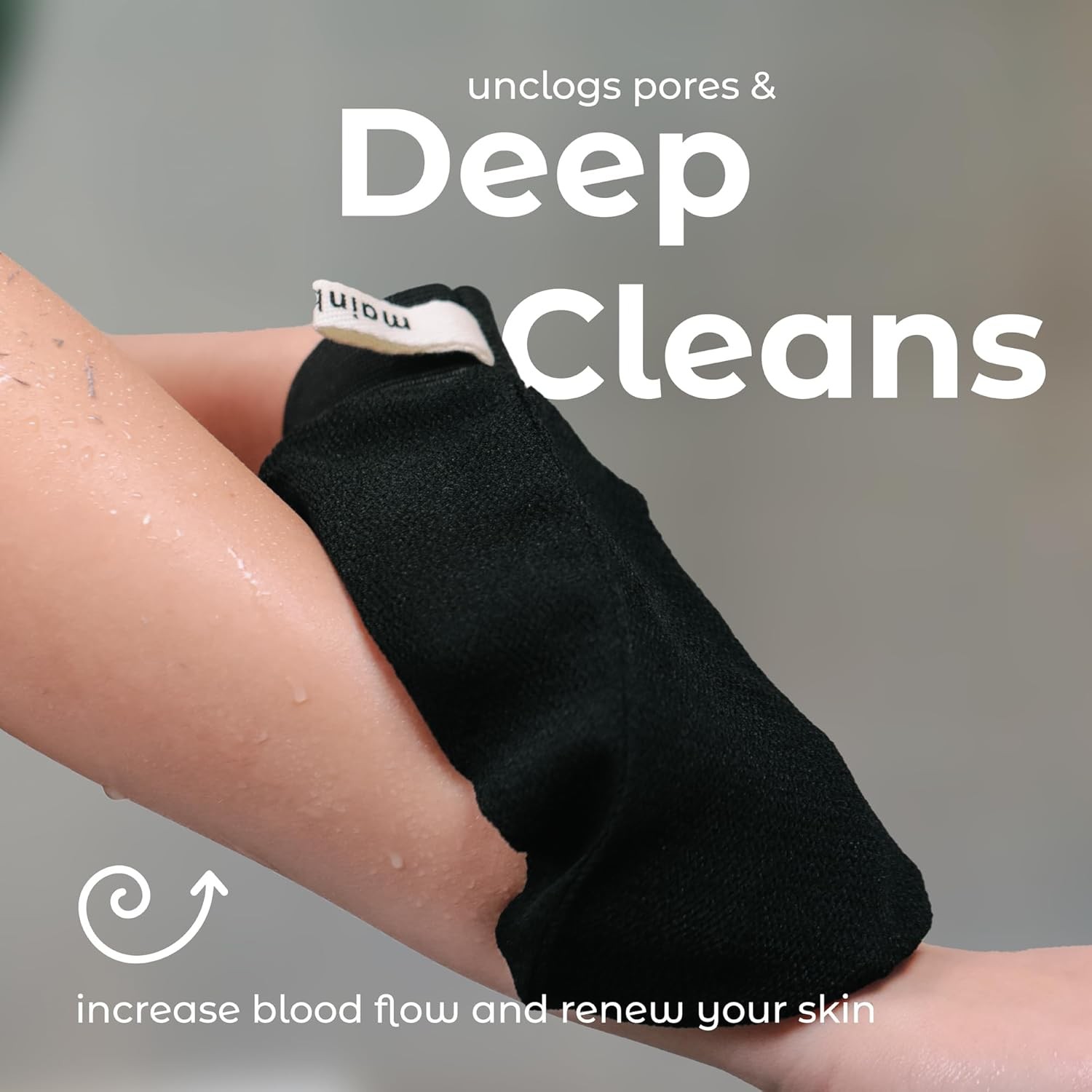 MainBasics Korean Exfoliating Mitts (2-Pack) – Deep Cleansing Body Black