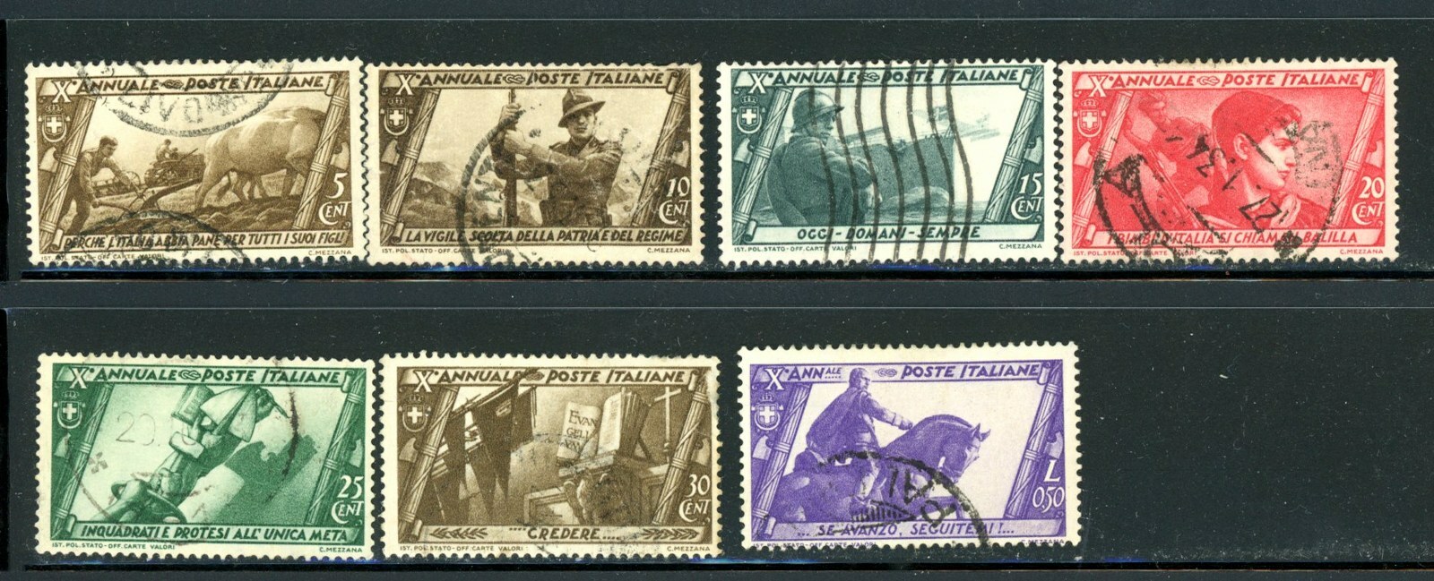 Italy Scott # 290 - 295, 297 - Used - Nice