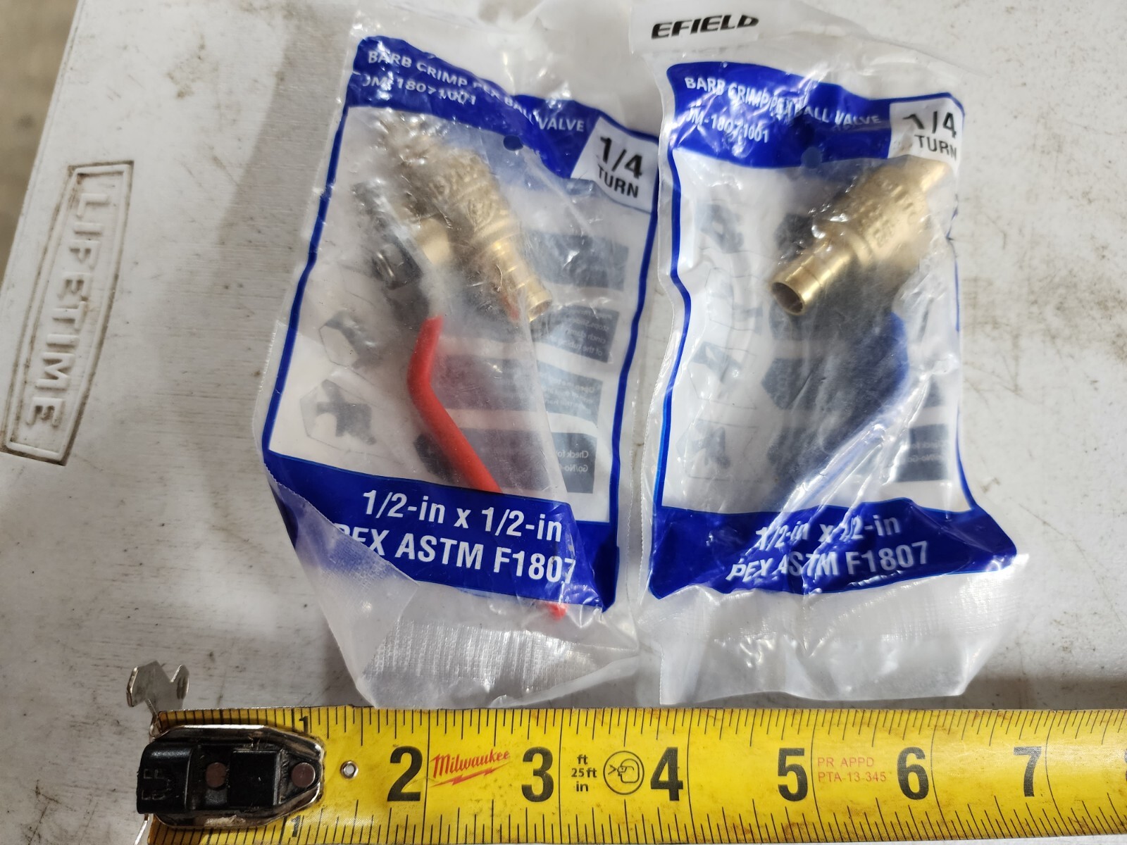 Set of Hot & Cold) 1/2" PEX-B Barb Brass Ball Valve 1/4 Turn EField JM18071001