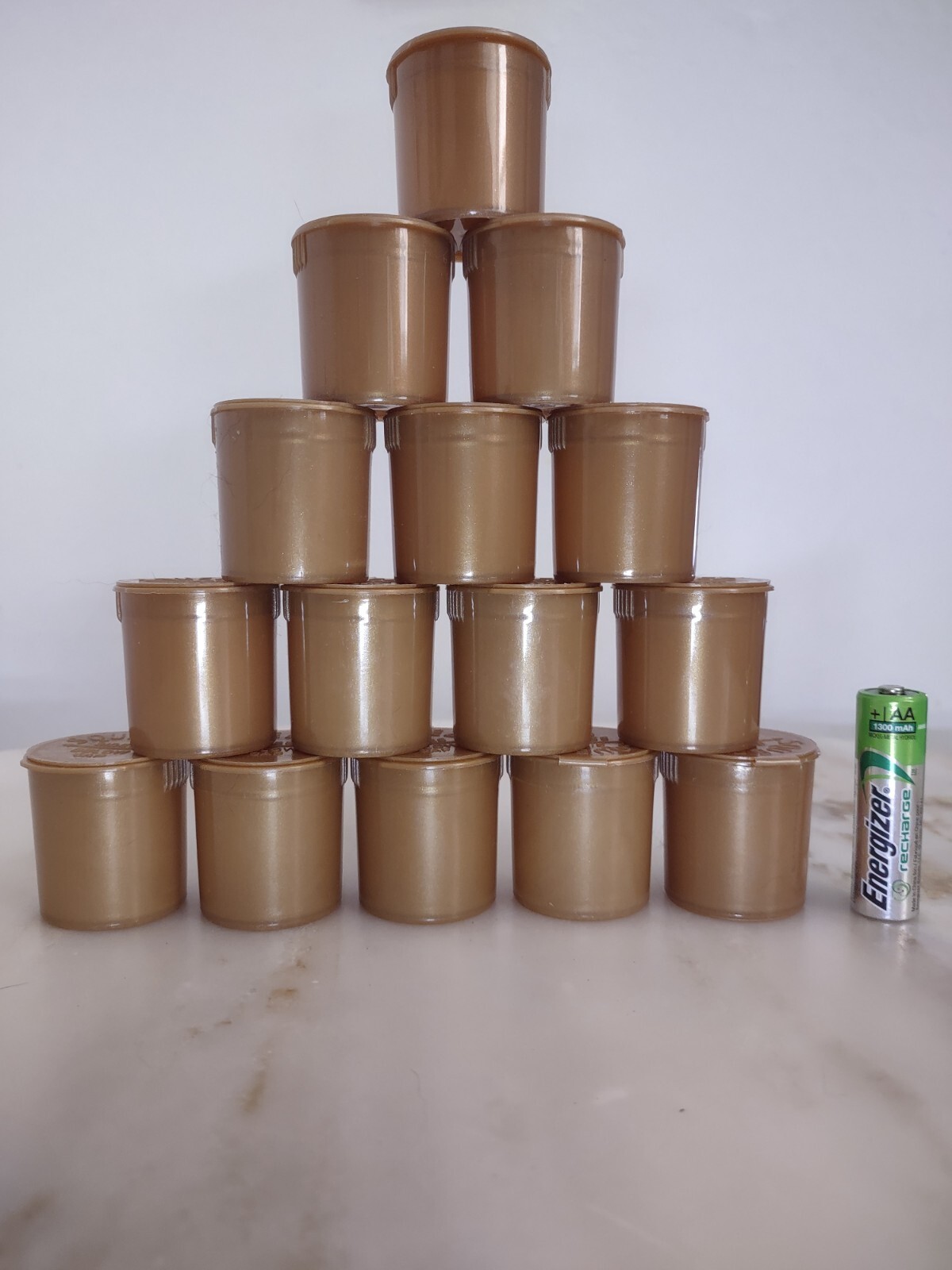 15 Pack Gold Opaque Medical Pill Bottle With Pop Top Caps. 6 DRAM