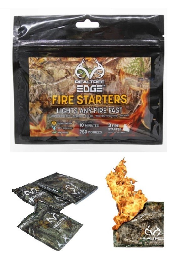 Realtree Waterproof Fire Starters All-Purpose 3 pack Indoor Outdoor All Weather