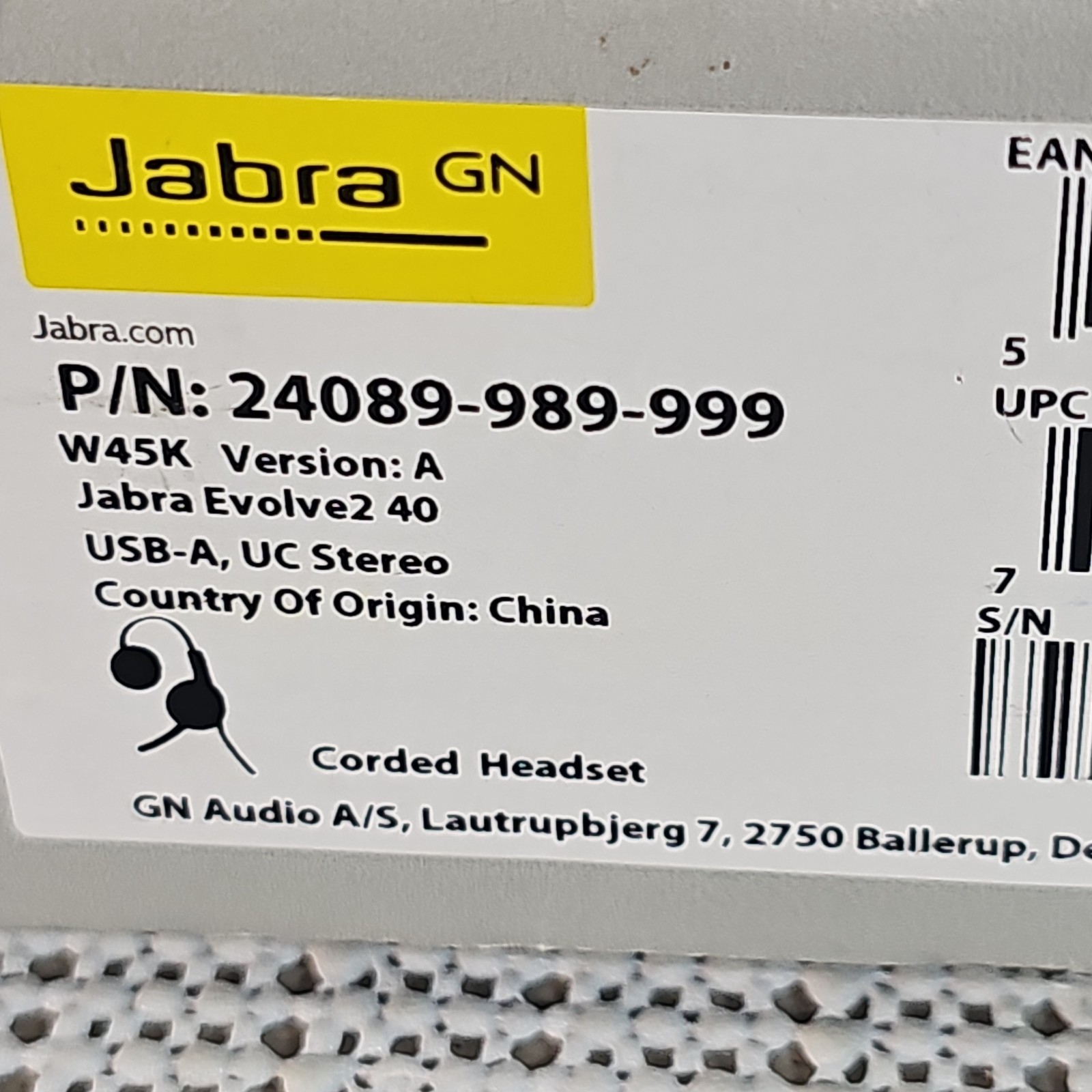 Jabra Evolve2 40 USB Wired Communication Headset Microphone Headphones