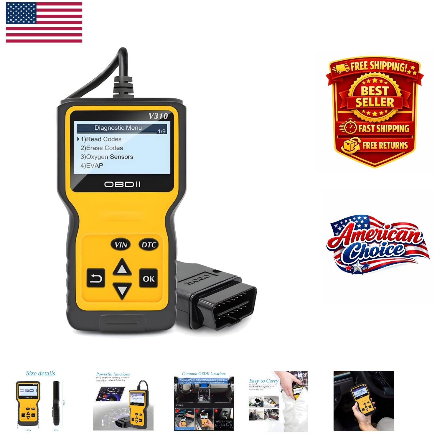 User-Friendly Scanner for All OBD II Vehicles - Diagnose and Repair Issues Fast