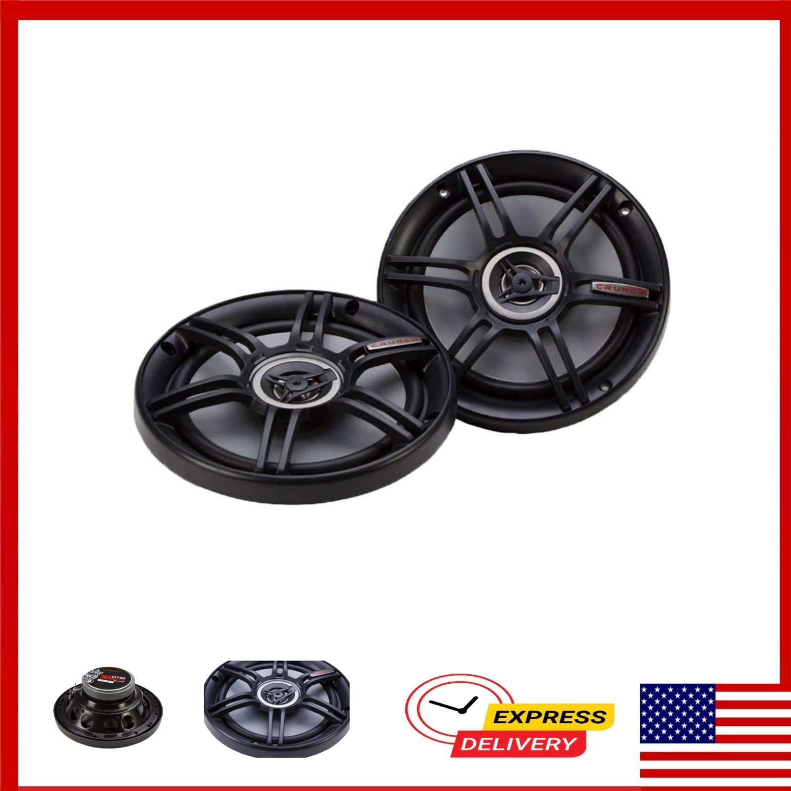 Crunch CS-65CXS 300W 6.5-Inch Coaxial Car Speakers, Black