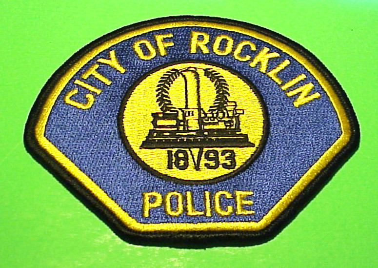 ROCKLIN  CA  CALIFORNIA  ( GOLD LETTERS )  4"  POLICE PATCH  FREE SHIPPING!!!