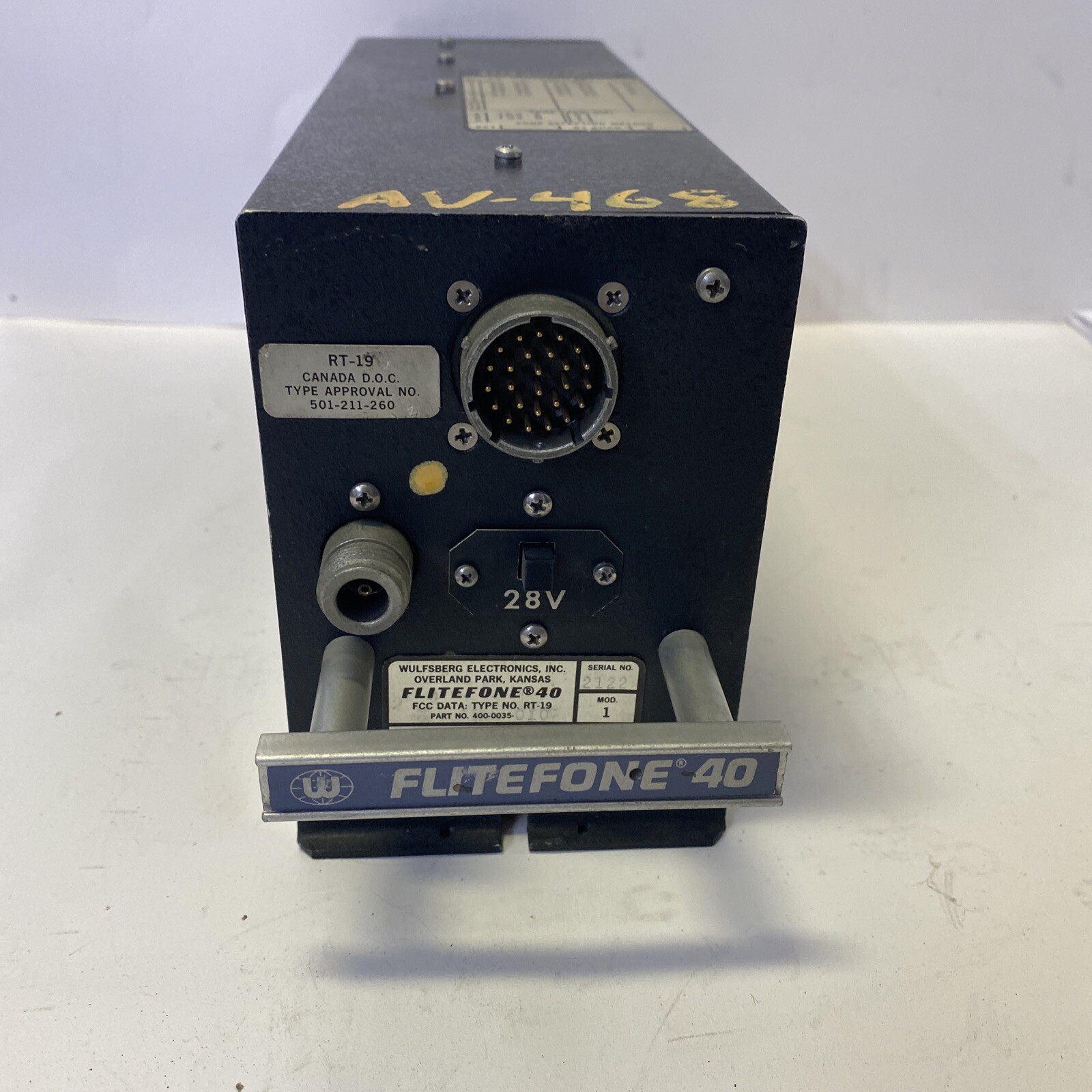Wulfsberg FM Transceiver RT-19 P/N 400-0035-010 Repaired w/ FAA 8130