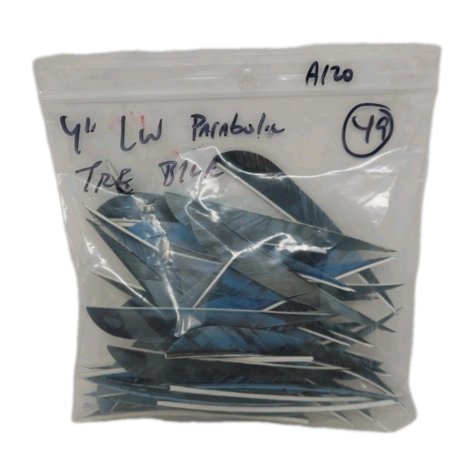 49 Count Archery Arrow Feathers 4" Left Wing: Parabolic Camo Tre Blue