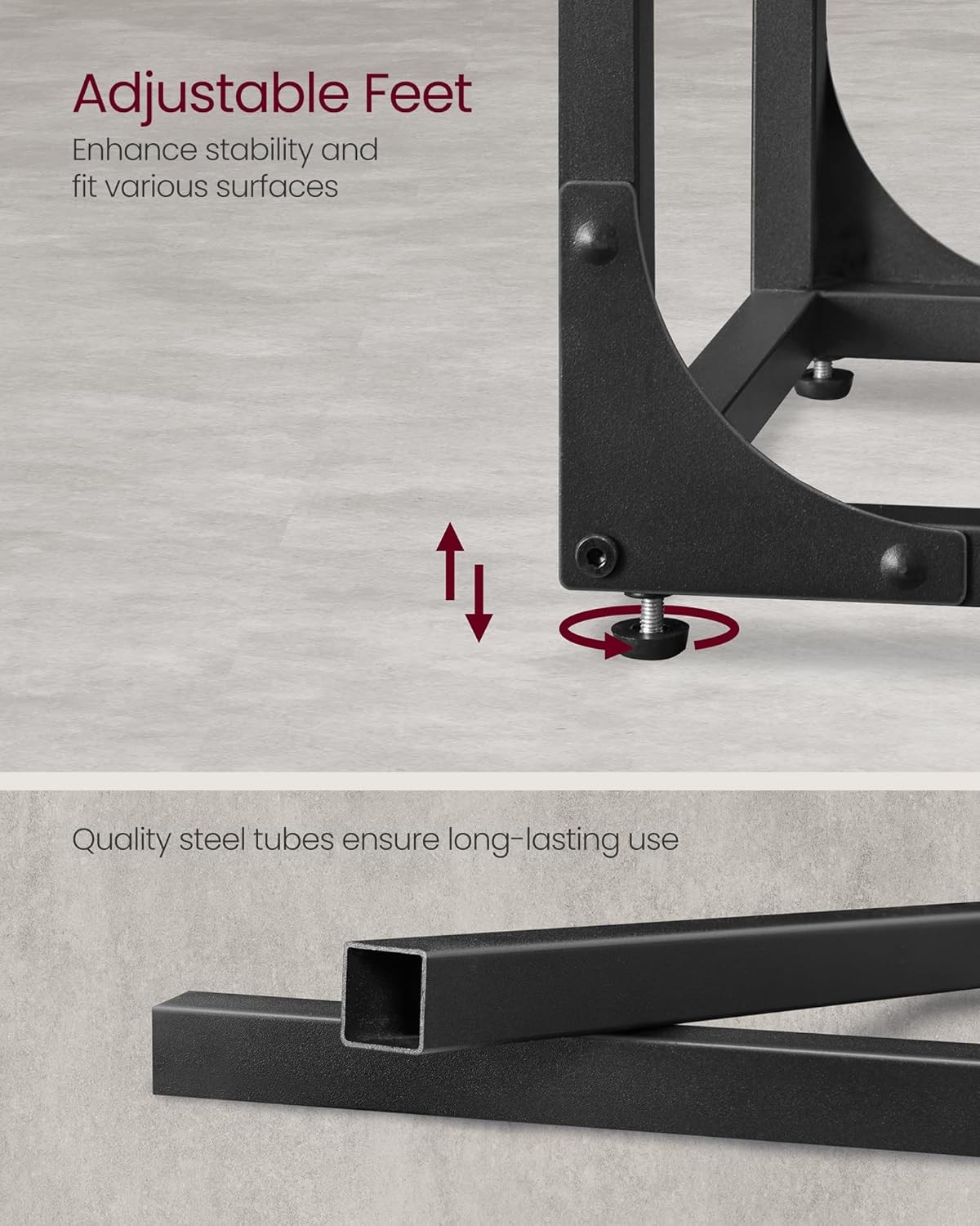 VASAGLE C-Shaped End Table, Small Side Table for Couch, Misty Gray + Black