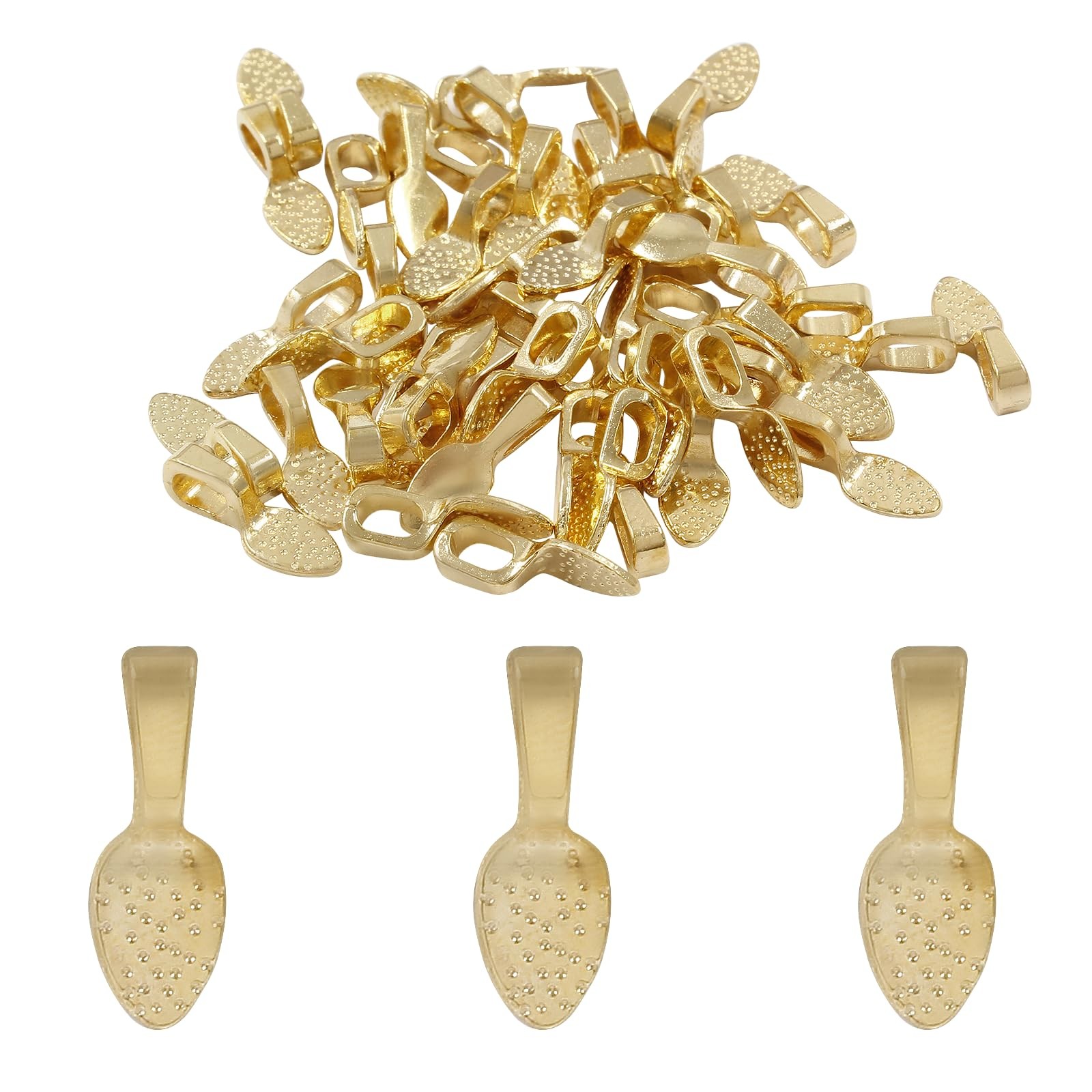 Coufce 100pcs Spoon Pendant Bail, Necklace Bail 100, Gold-100pcs