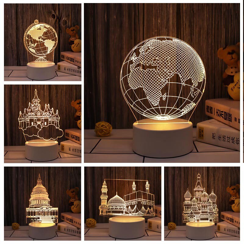 Night Lights Desk Decor 3D Illusion Lamp Remote Control 16 Color Night Light