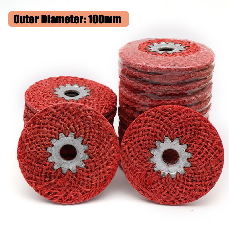 100mm*16mm Iron Core Red Sisal Polishing Wheel For Stainless Steel Angle Grinder