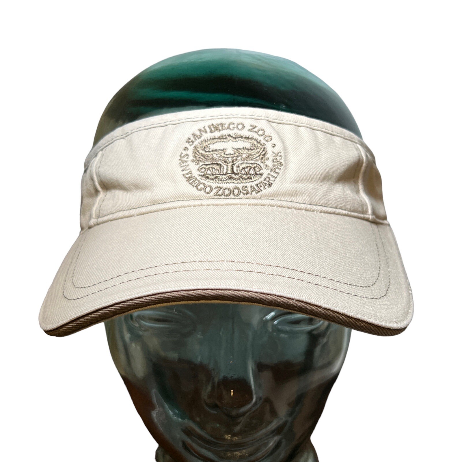 San Diego Zoo & Safari Park Sun Visor Hat Light Khaki Tan Adjustable Cotton