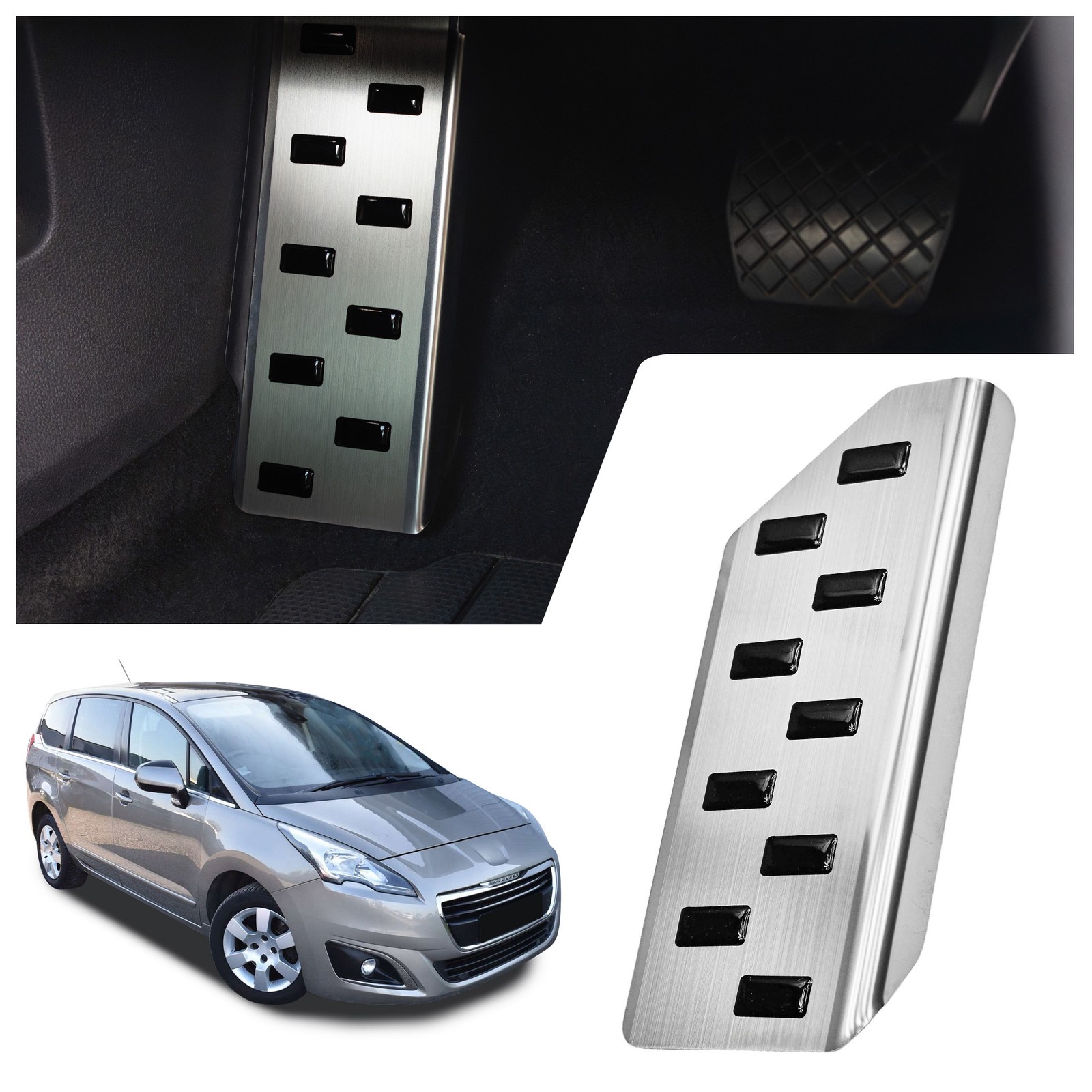 Footrest Plate for Peugeot 5008 I (T8) 2009-2017 Black | Brushed Silver