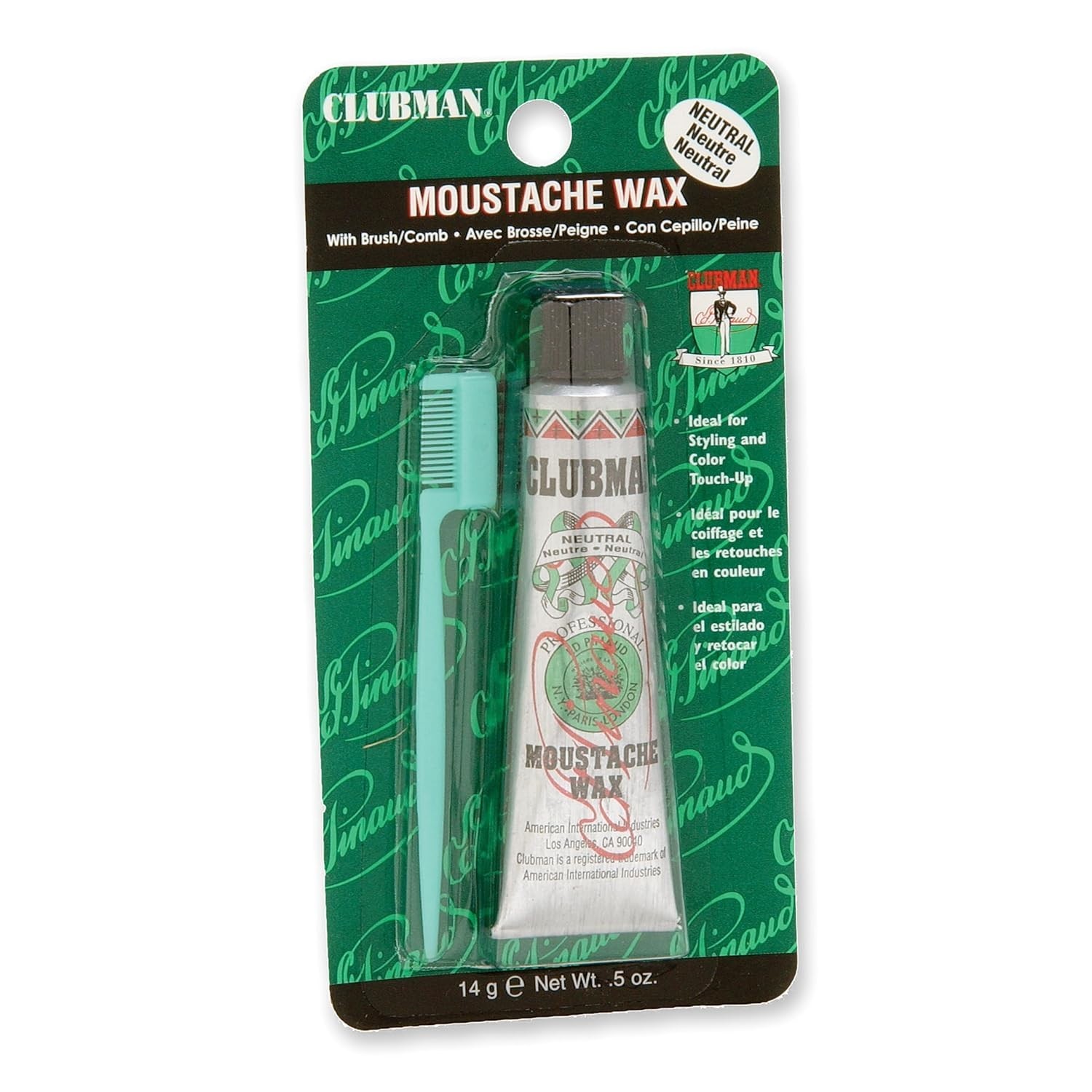 Clubman Moustache Wax Hang Pack - Neutral 0.5 oz-USA