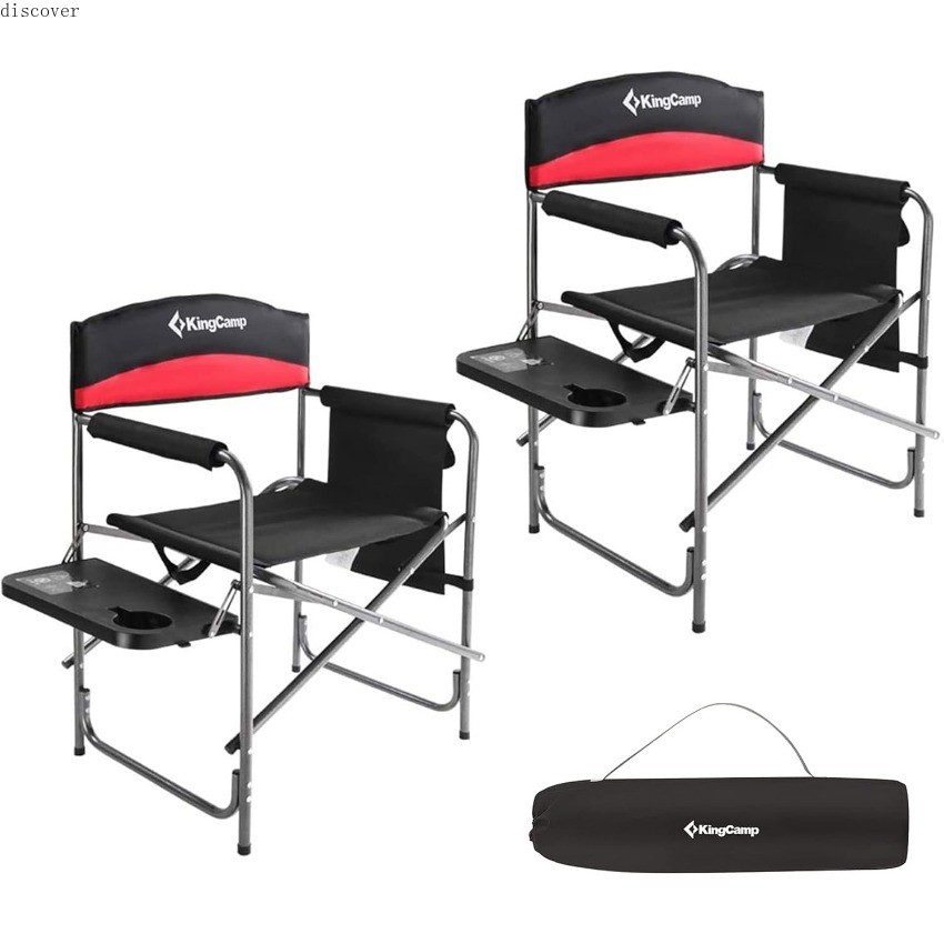 KingCamp 2-Pack Camping Folding Director Chairs with Side Table & Storage*  1