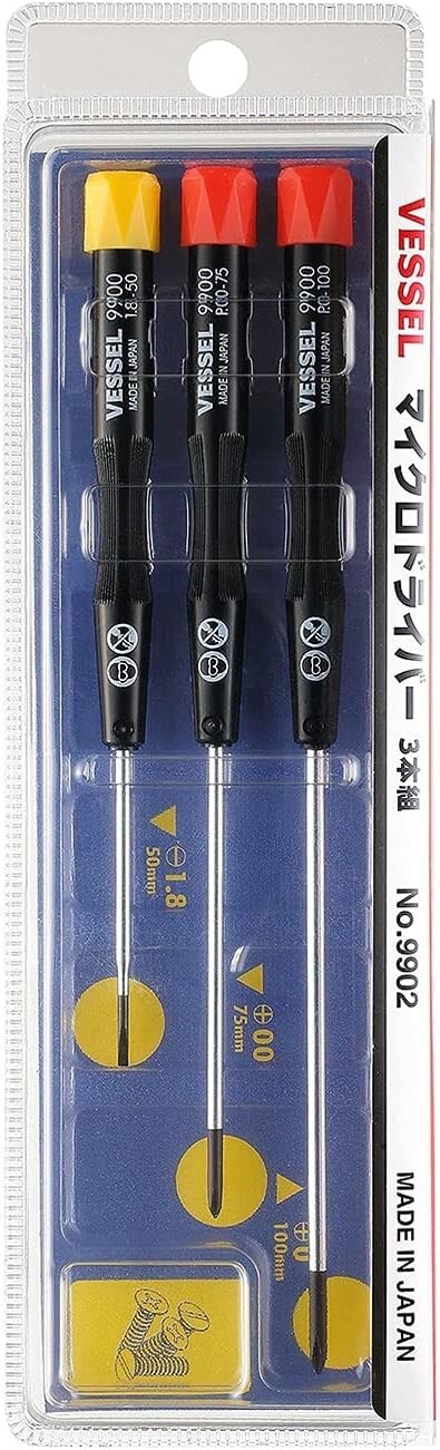 VESSEL NO.9902 JIS 3 Piece + - Precision Micro Screwdriver Set JAPAN
