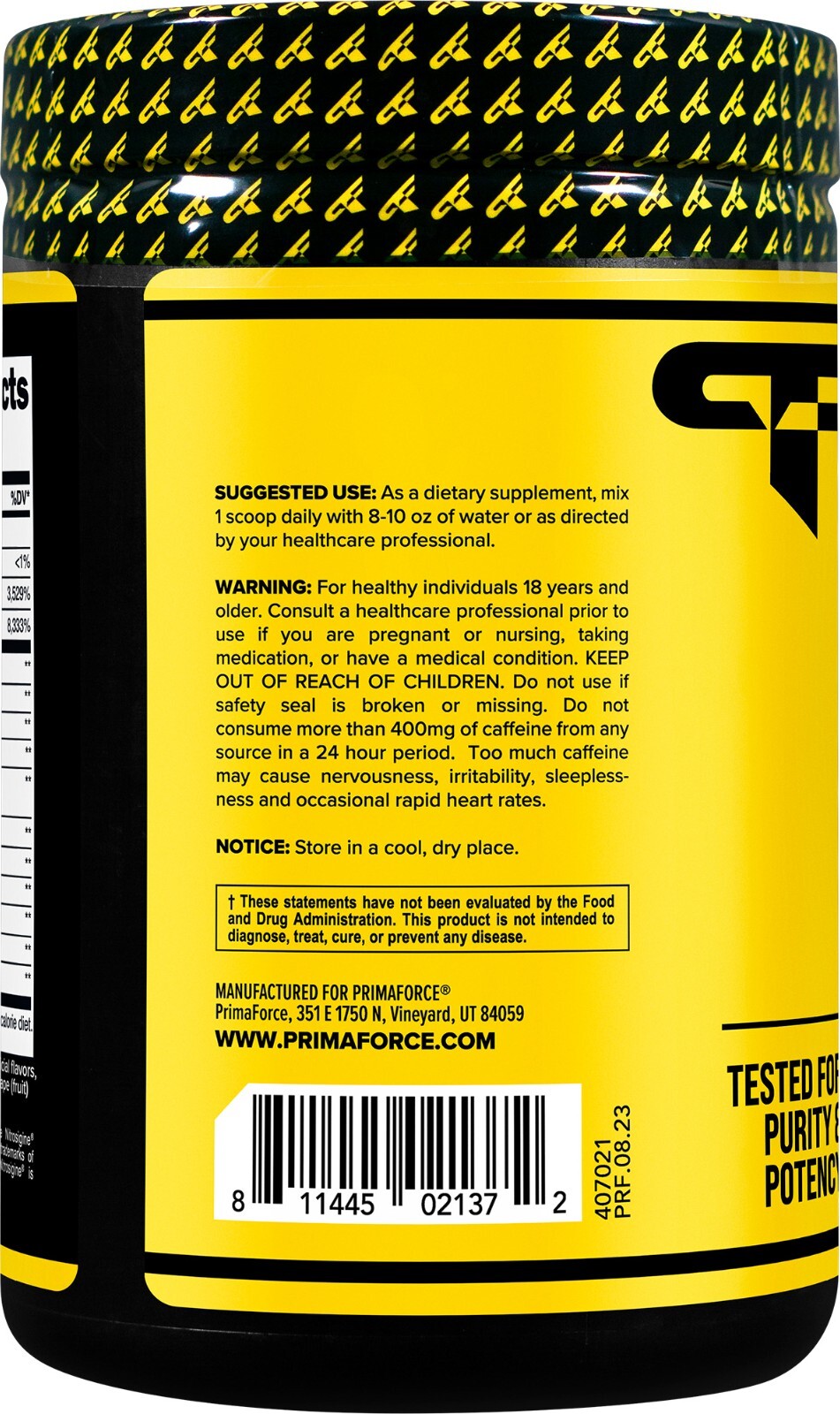 Primaforce Pre-Workout Complex Powder (30 Servings) - Grape Flavor