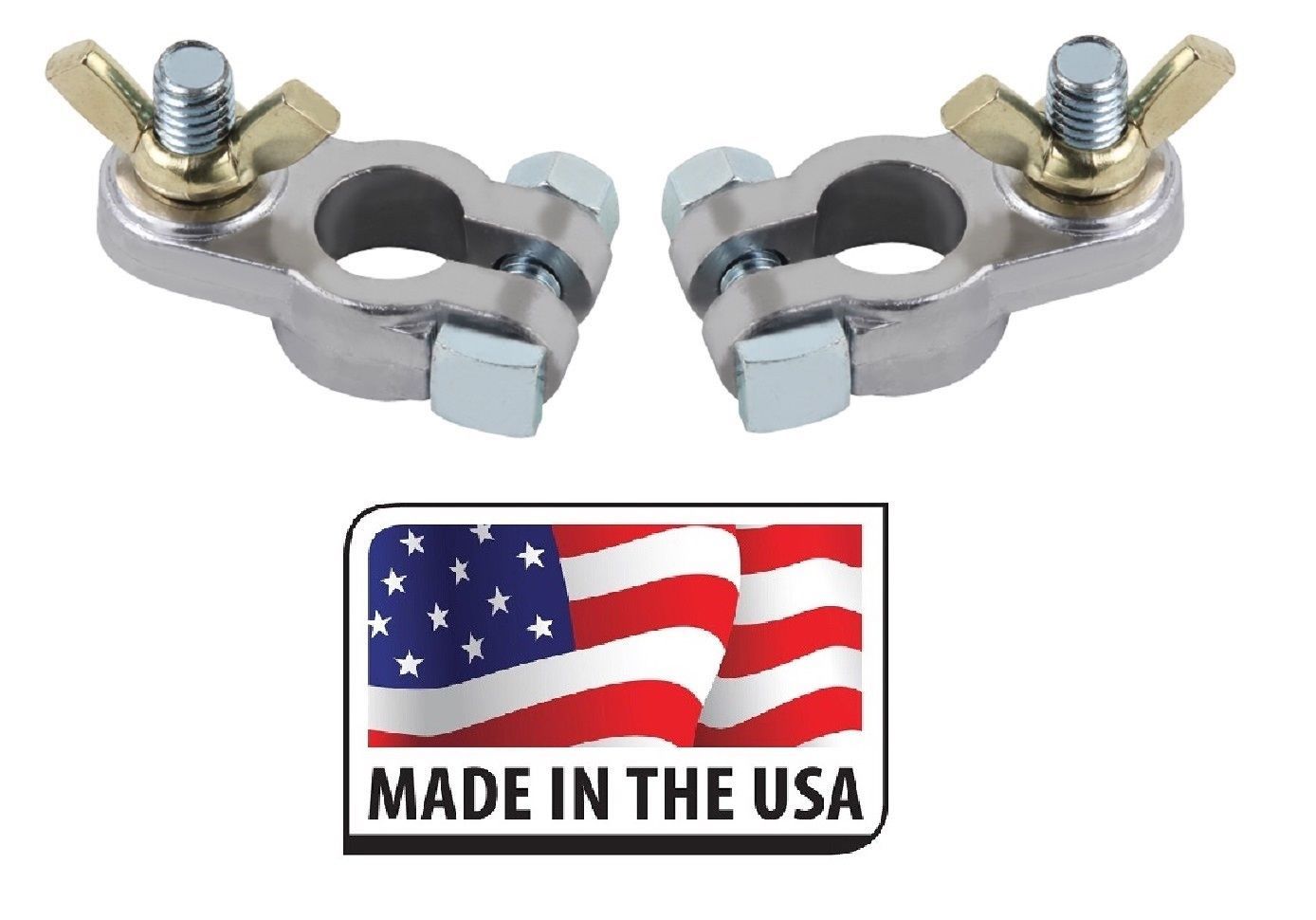 2 Pc Clamp on Type to Wing Nut Type Battery Terminal for Boat Made In USA Deka