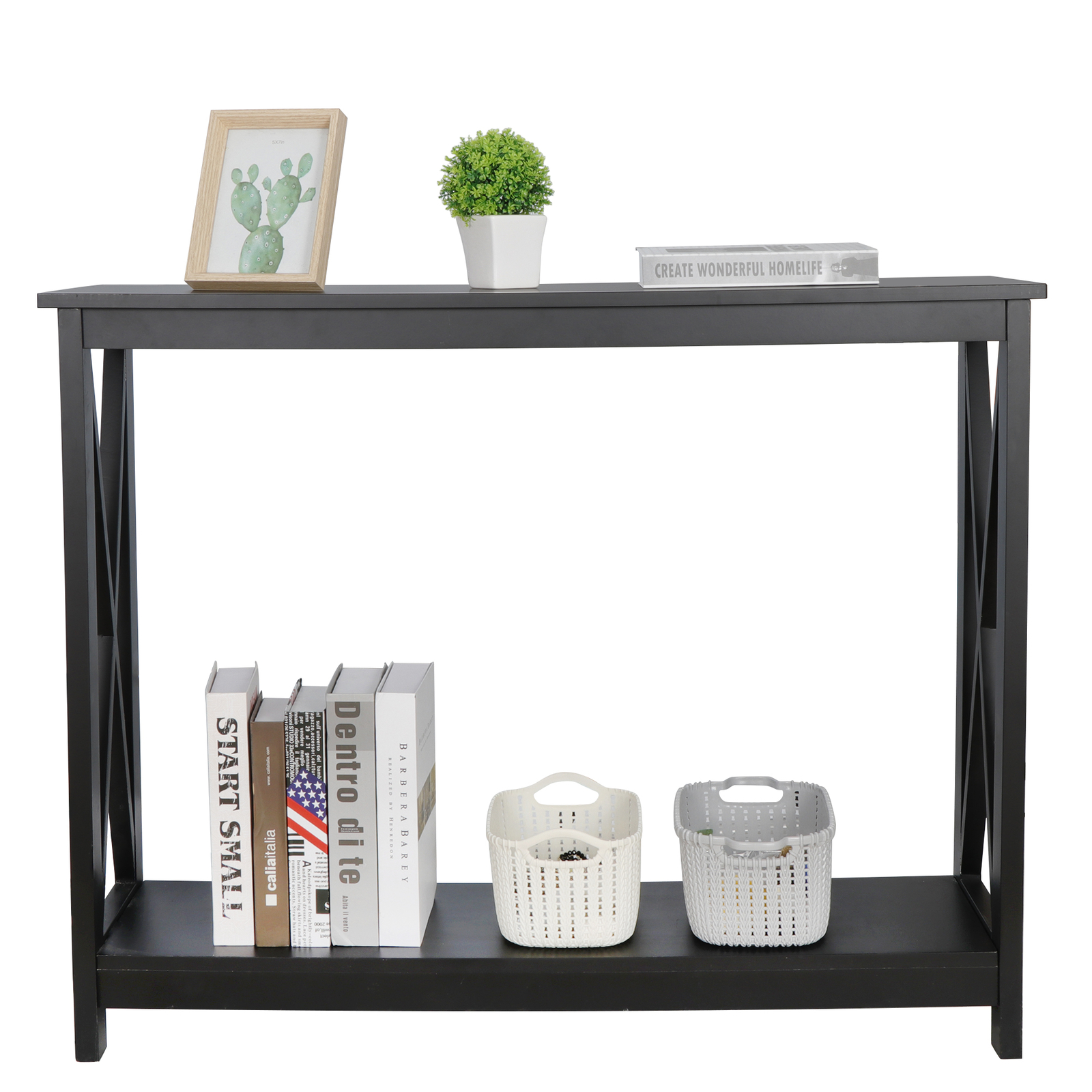 Console Table Along Bed Accent Side Stand Display Storage Shelf Entryway Decor