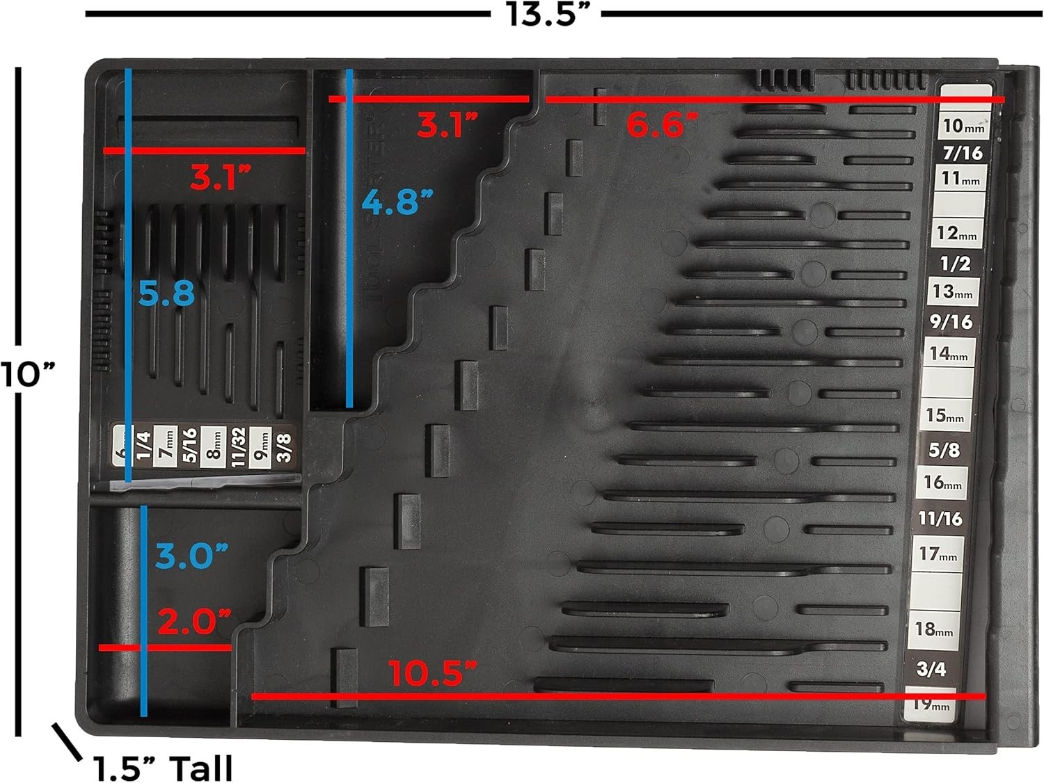 Portable Wrench Organizer with 28 Compartments for Efficient Tool Storage
