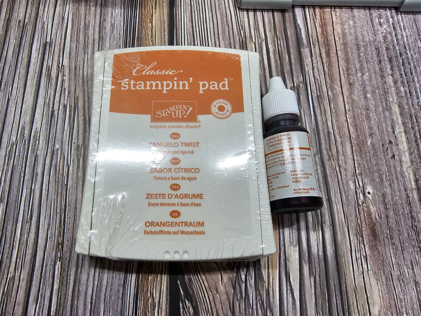 STAMPIN' UP! TANGELO TWIST Classic Ink pad NEW & FULL REFILL Old Style FOAM