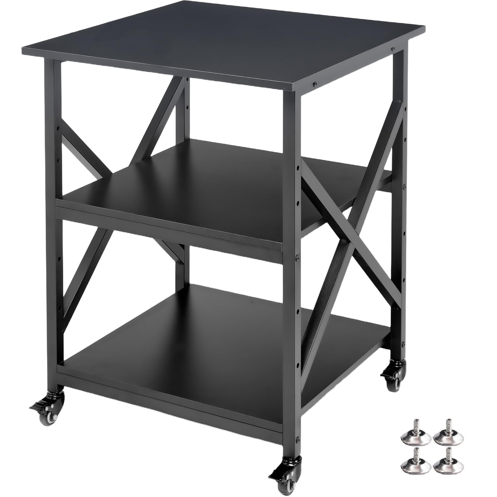 Printer Stand, 23.6 x 23.6 x 30.1 Inches Large Square Printer Table with Heig...
