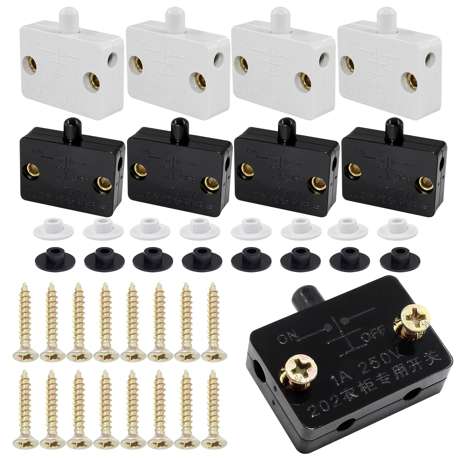 Litoexpe 8 Pcs Automatic Cabinet Lamp Switch, Touch Switch, Normally Closed S...