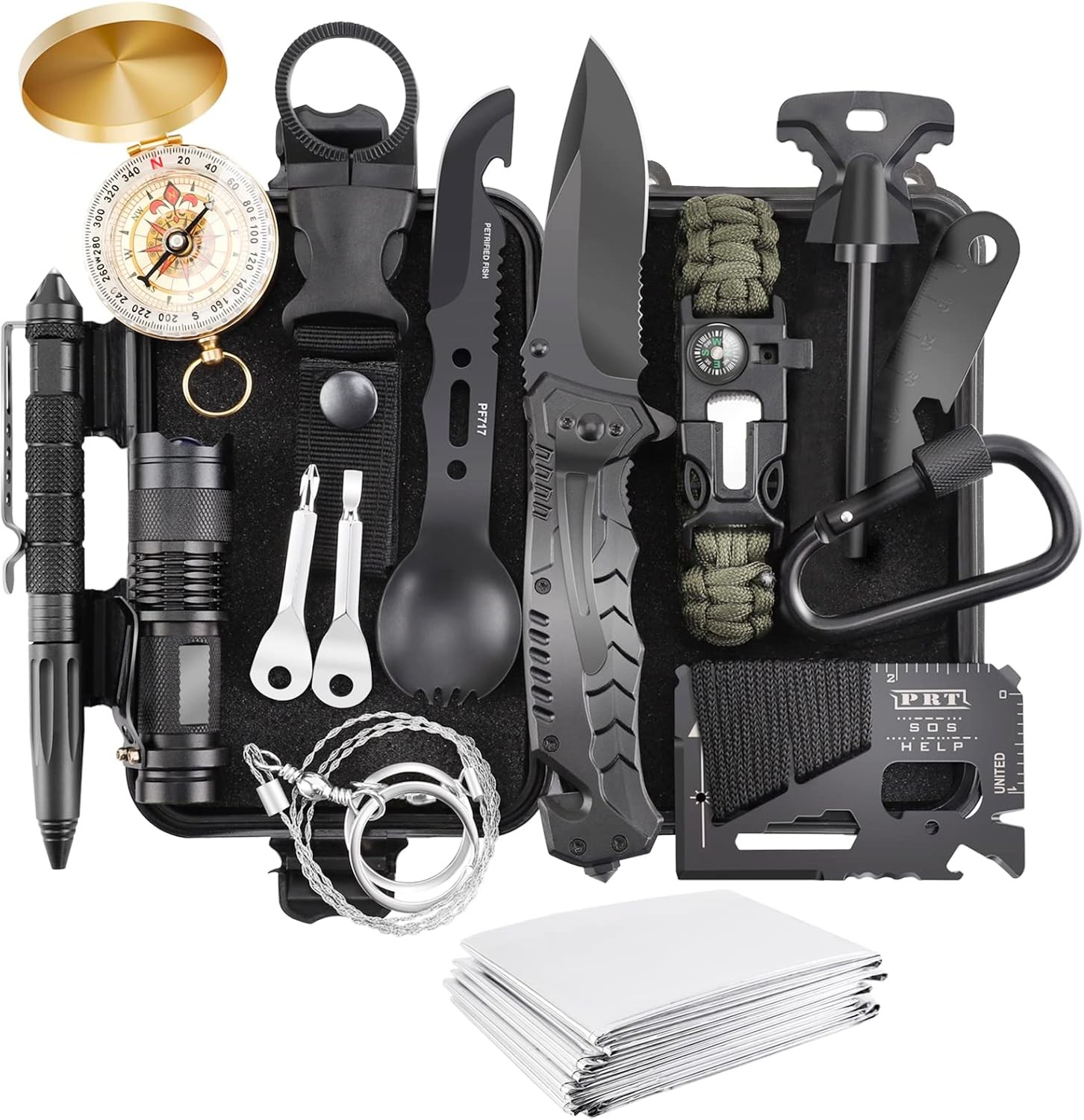 16Pcs Survival Gear and Equipment,Christmas Stocking Stuffers for Camping Outdoo