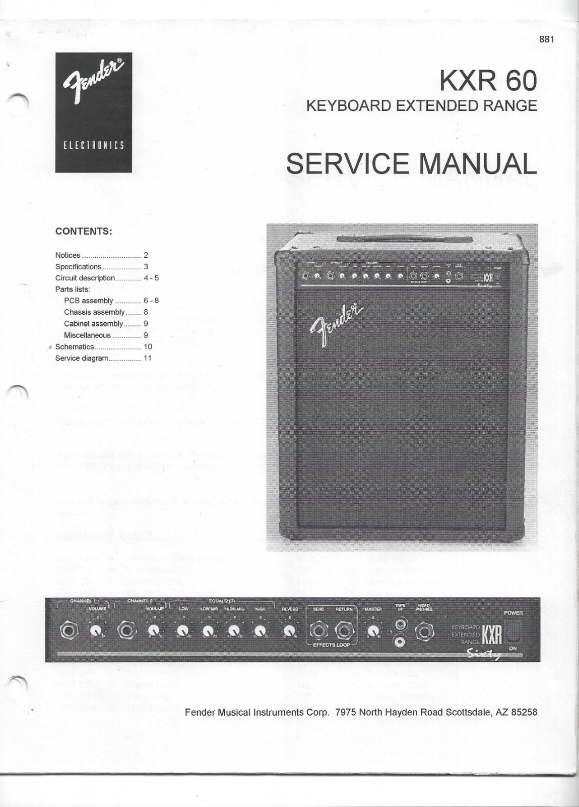 Fender KXR 60 Service Manual