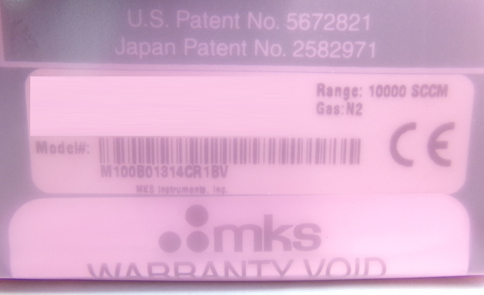 MKS Instruments M100B01314CR1BV Mass Flow Controller MFC 10000 SCCM N2 New
