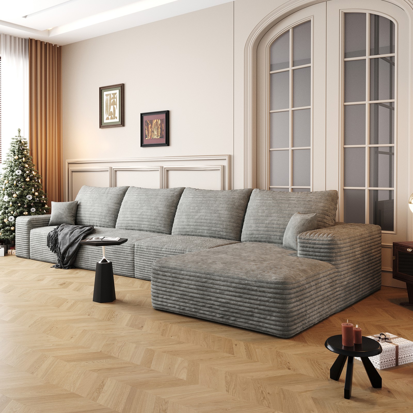 135" Cloud Sectional Couch with L-Shape Chaise,Modern Modular Sofa with Deep S