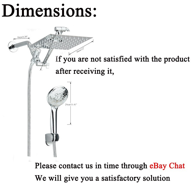 Chrome 12'' High Pressure Rainfall Dual Shower Head Combo with 3 Modes Handheld