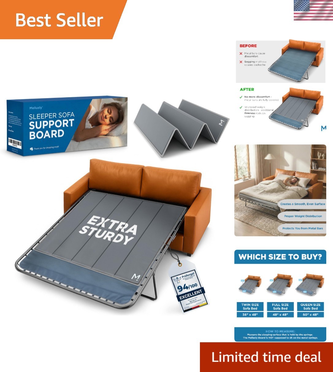 Sleeper Sofa Bed Support Board Queen 60x48 - Heavy Duty Wood | SleeperSaver C...