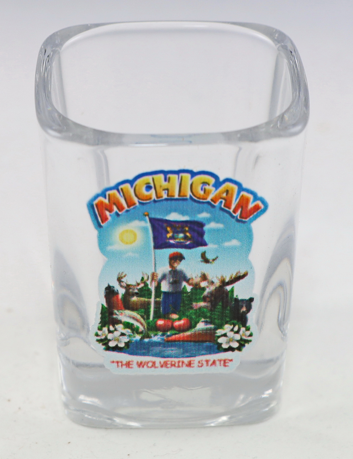 MICHIGAN STATE MONTAGE SQUARE SHOT GLASS SHOTGLASS
