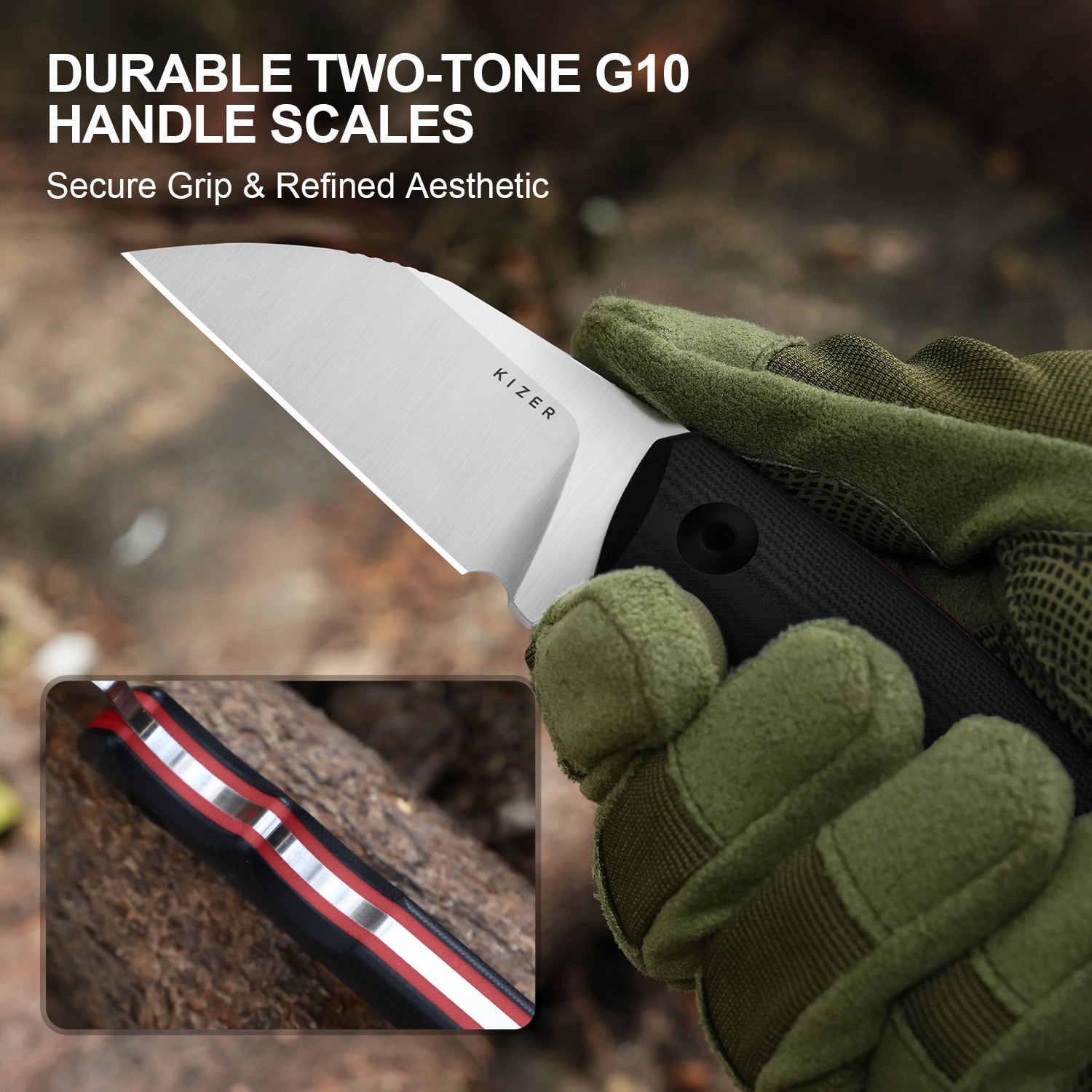 Kizer Snick Fixed Knife AEB-L Blade G10 Handle With Sheath Sheepsfoot 1085A1